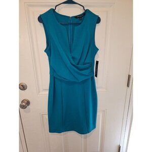 NWT Women's Sharagano Laguna Blue Drape Front Sheath Dress Size‎ 10